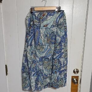 i.e. Womens Skirt Silk Blend Blue Floral Tiered Lightweighr Flowy BoHo Sz 16 EUC